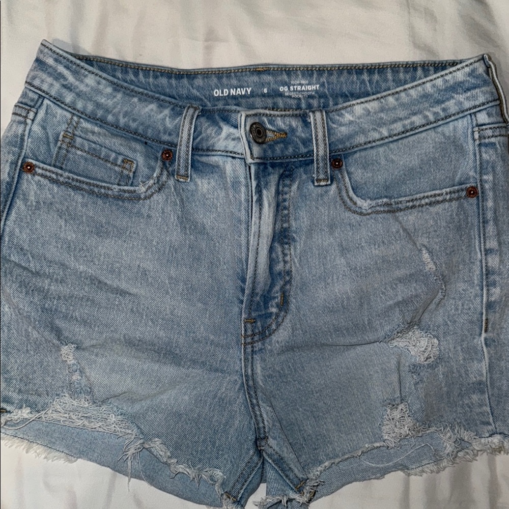 Old Navy Women's Distressed Light Blue Jean Shorts